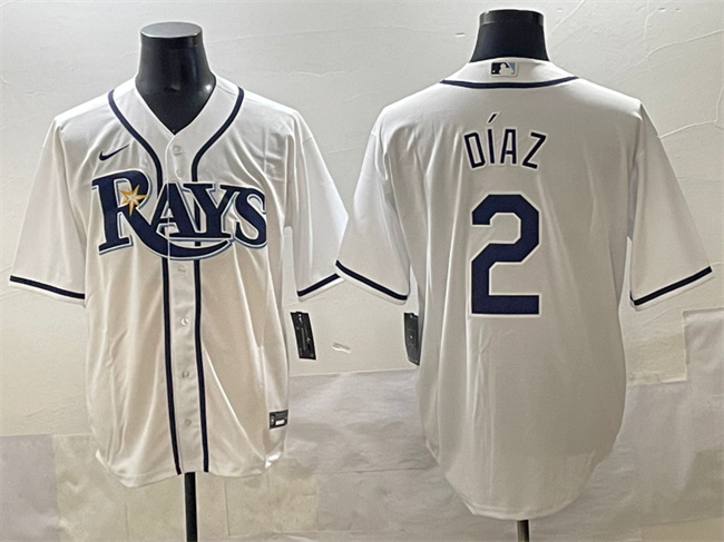 Men's White Tampa Bay Rays #2 Yandy Díaz Cool Base Stitched Baseball Jersey